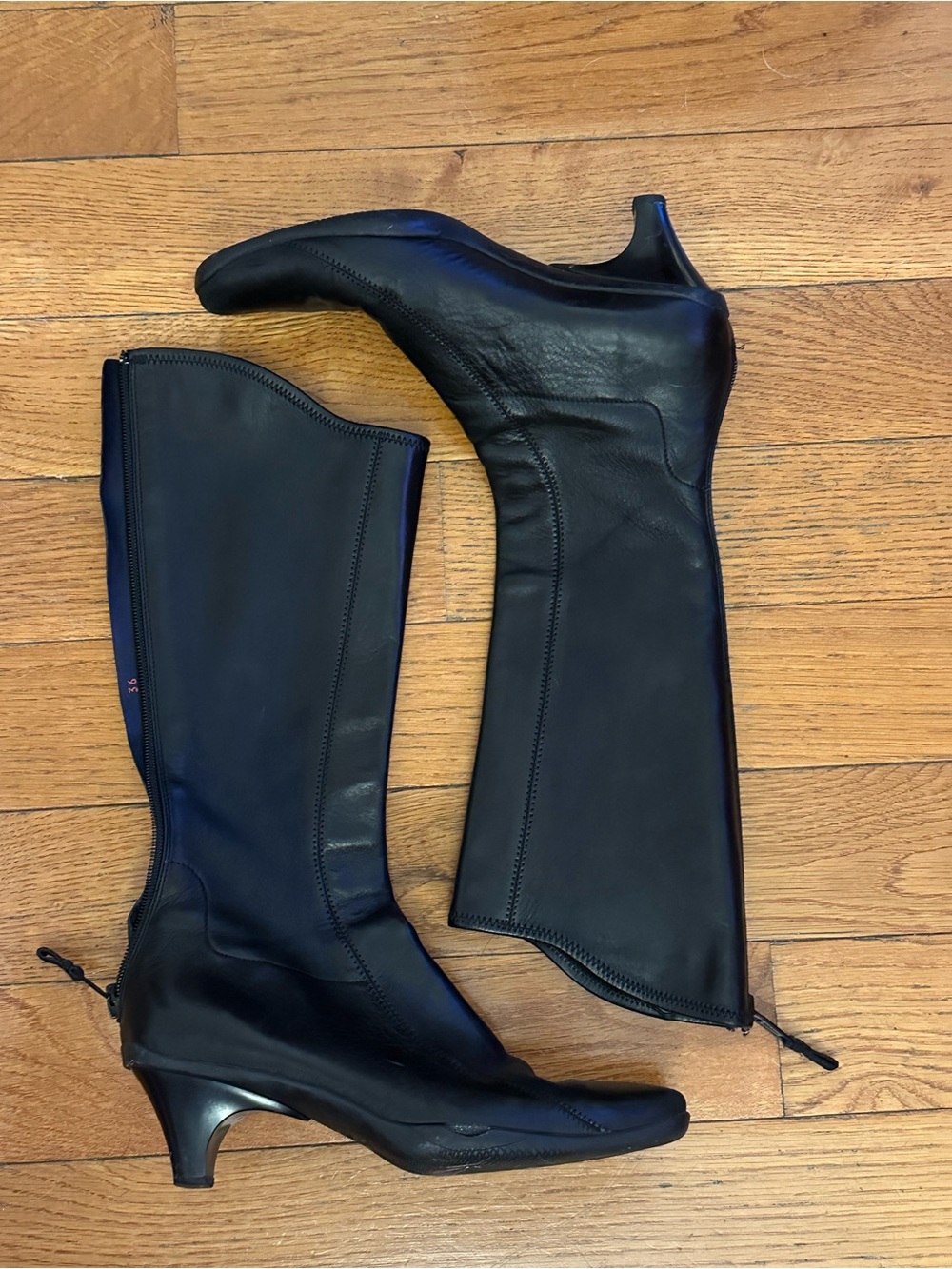 Prada Black Leather Knee Boots